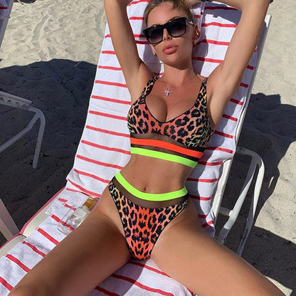 Sexy split leopard bikini