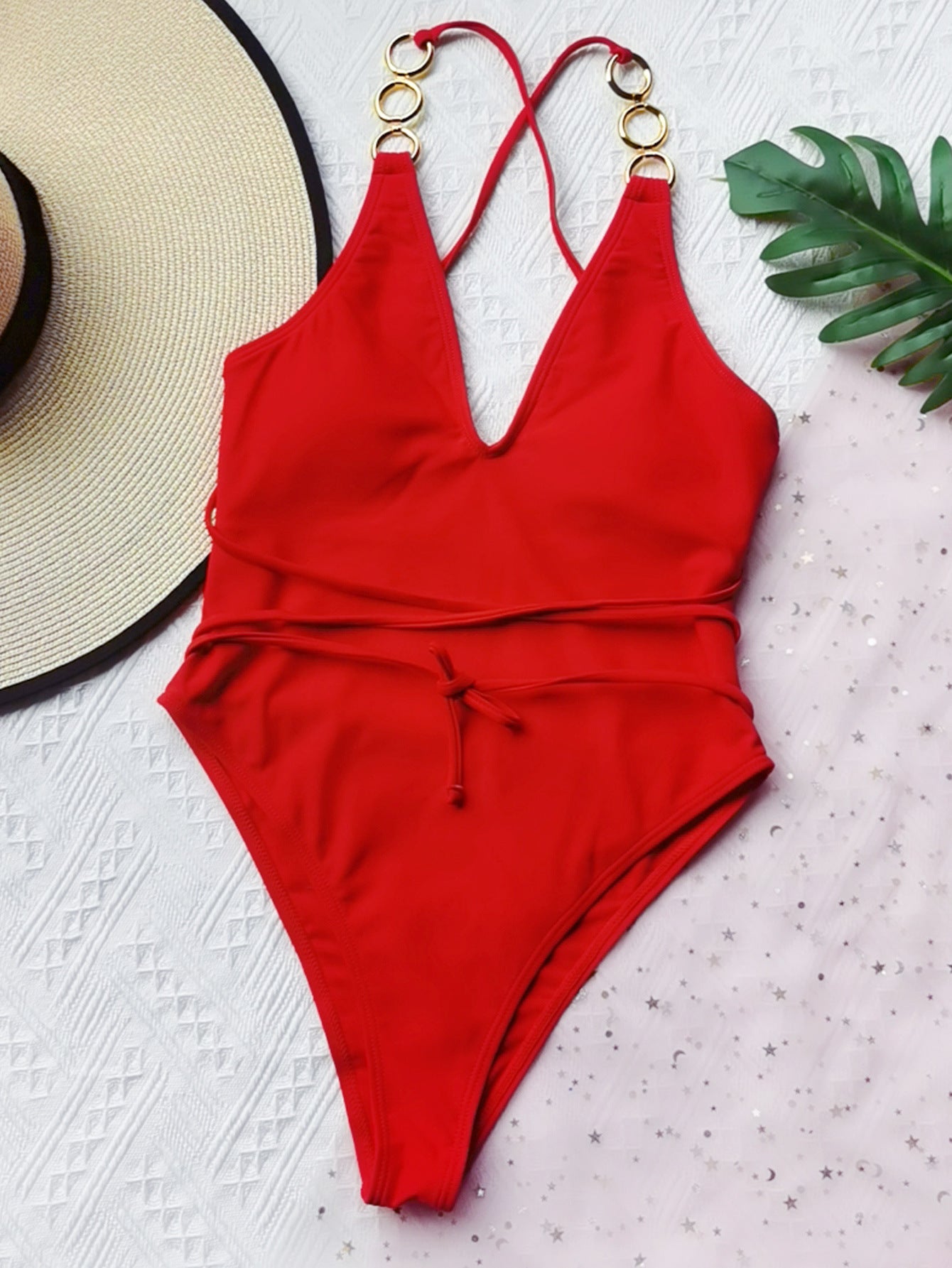 Solid Color One-Piece Swimsuit