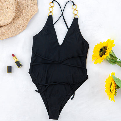 Solid Color One-Piece Swimsuit