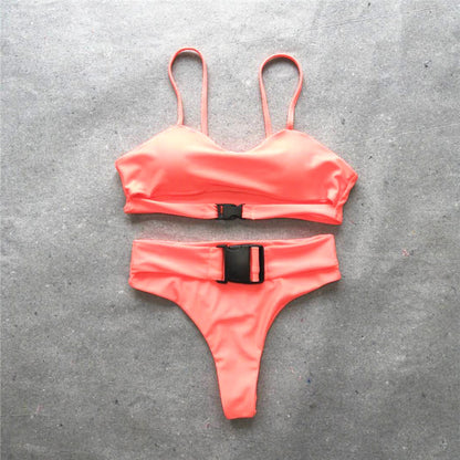 High Waisted Buckle Bikini Set