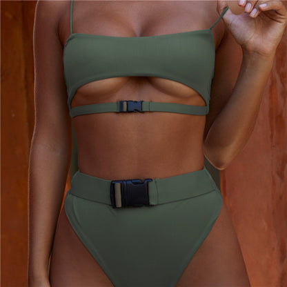 High Waisted Buckle Bikini Set