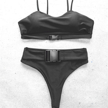 High Waisted Buckle Bikini Set