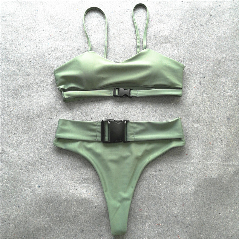 High Waisted Buckle Bikini Set